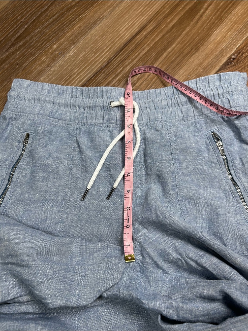 Athleta blue Cabo wide leg linen pull on pants size 8 coastal beach lagenlook - Picture 7 of 8